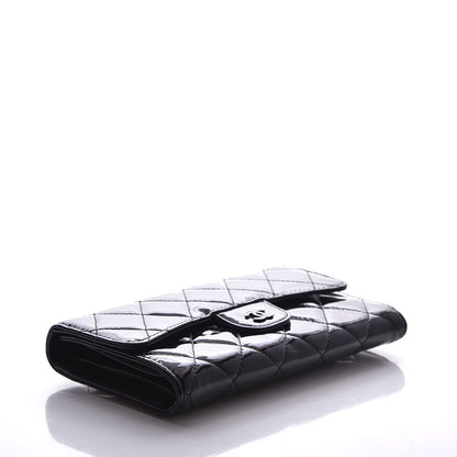 Chanel Patent Calfskin Quilted Large Flap Wallet Black 4 of 9