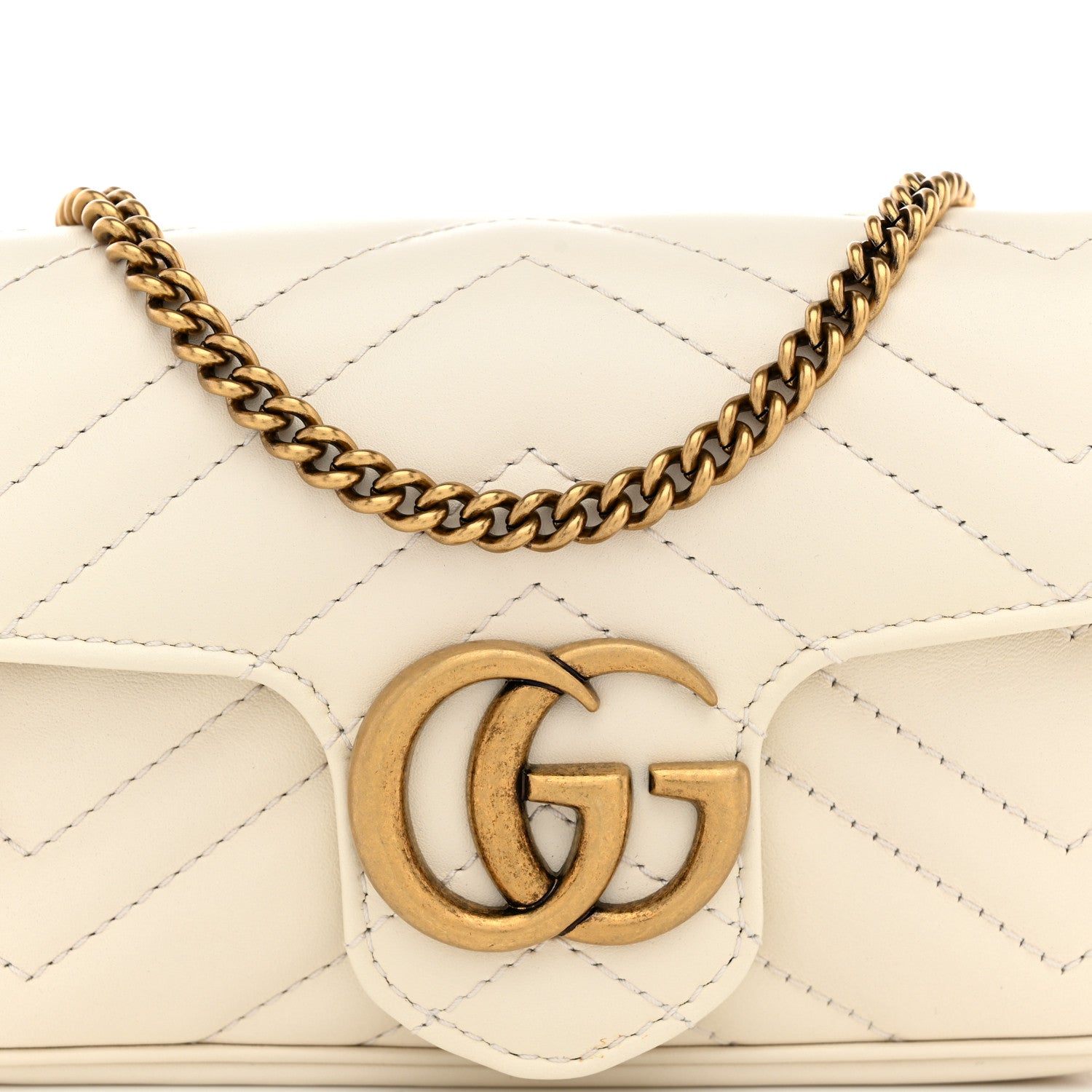 Gucci Calfskin Matelasse Super Mini GG Marmont Shoulder Bag White 8 of 10