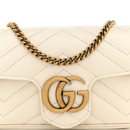Gucci Calfskin Matelasse Super Mini GG Marmont Shoulder Bag White 8 of 10