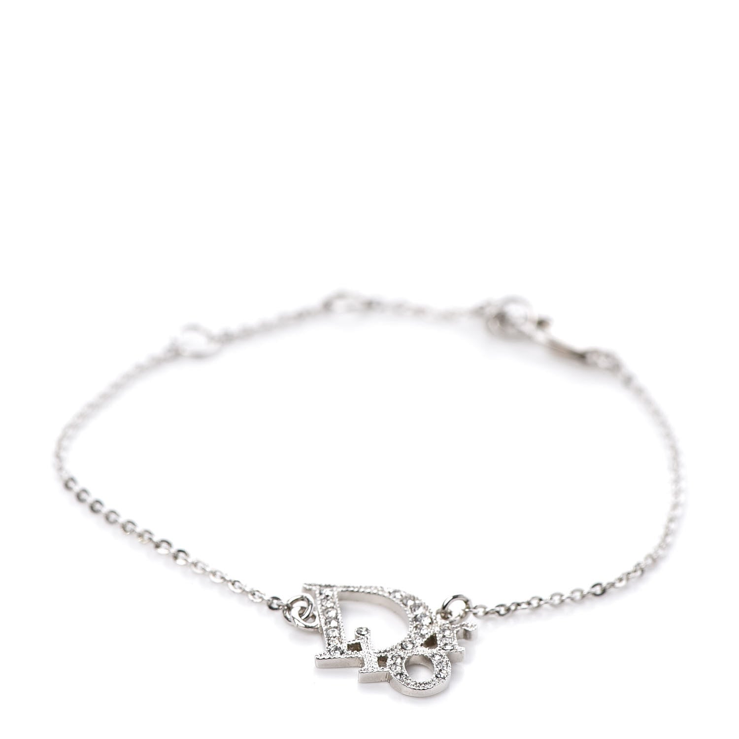 Christian Dior Crystal Logo Bracelet Silver 1 of 5