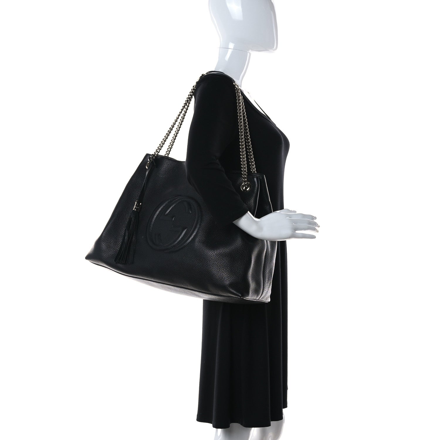 Gucci Pebbled Calfskin Medium Soho Chain Shoulder Bag Black 2 of 10