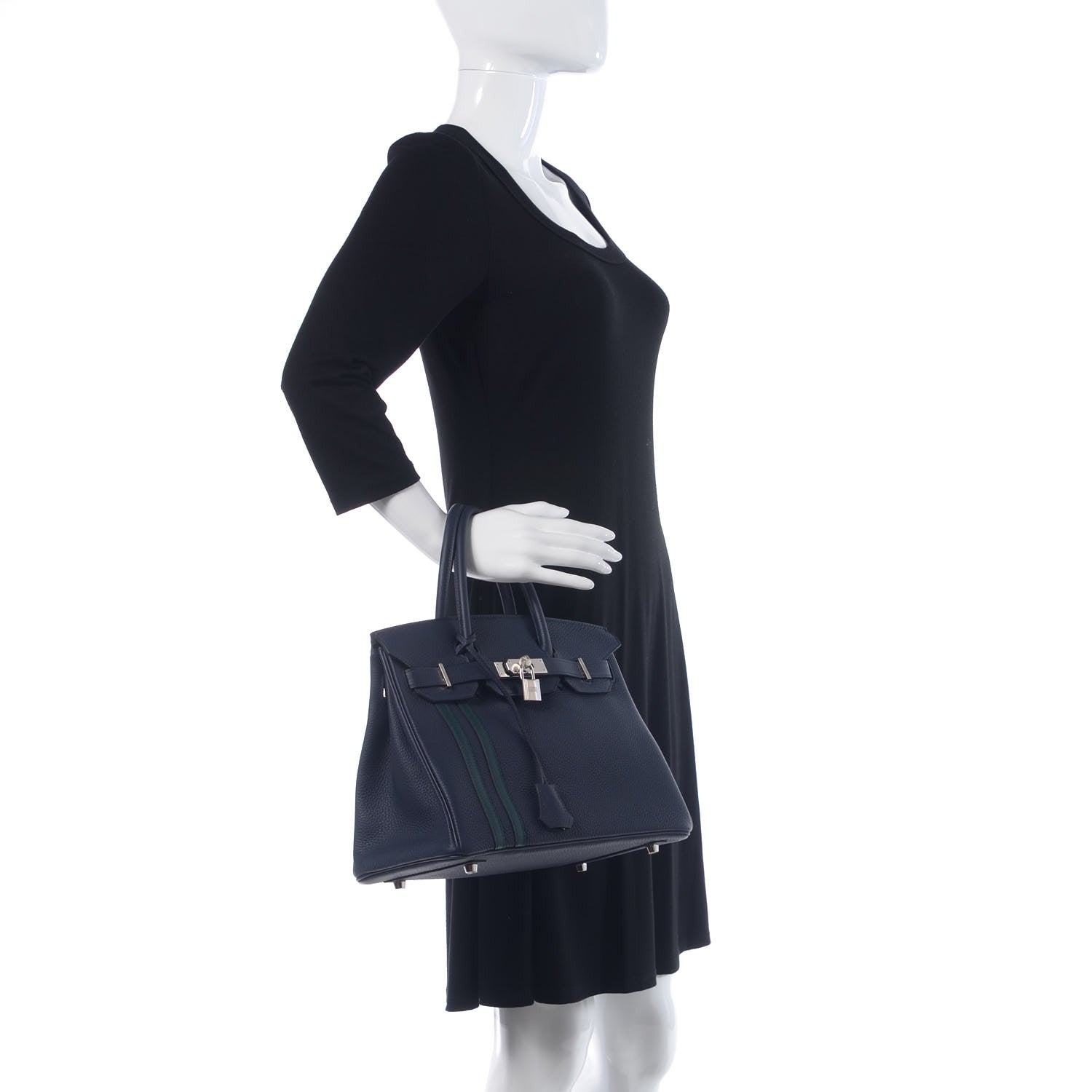 Hermes Togo Swift Officier Birkin 30 Bleu Nuit Vert Cypress 2 of 9