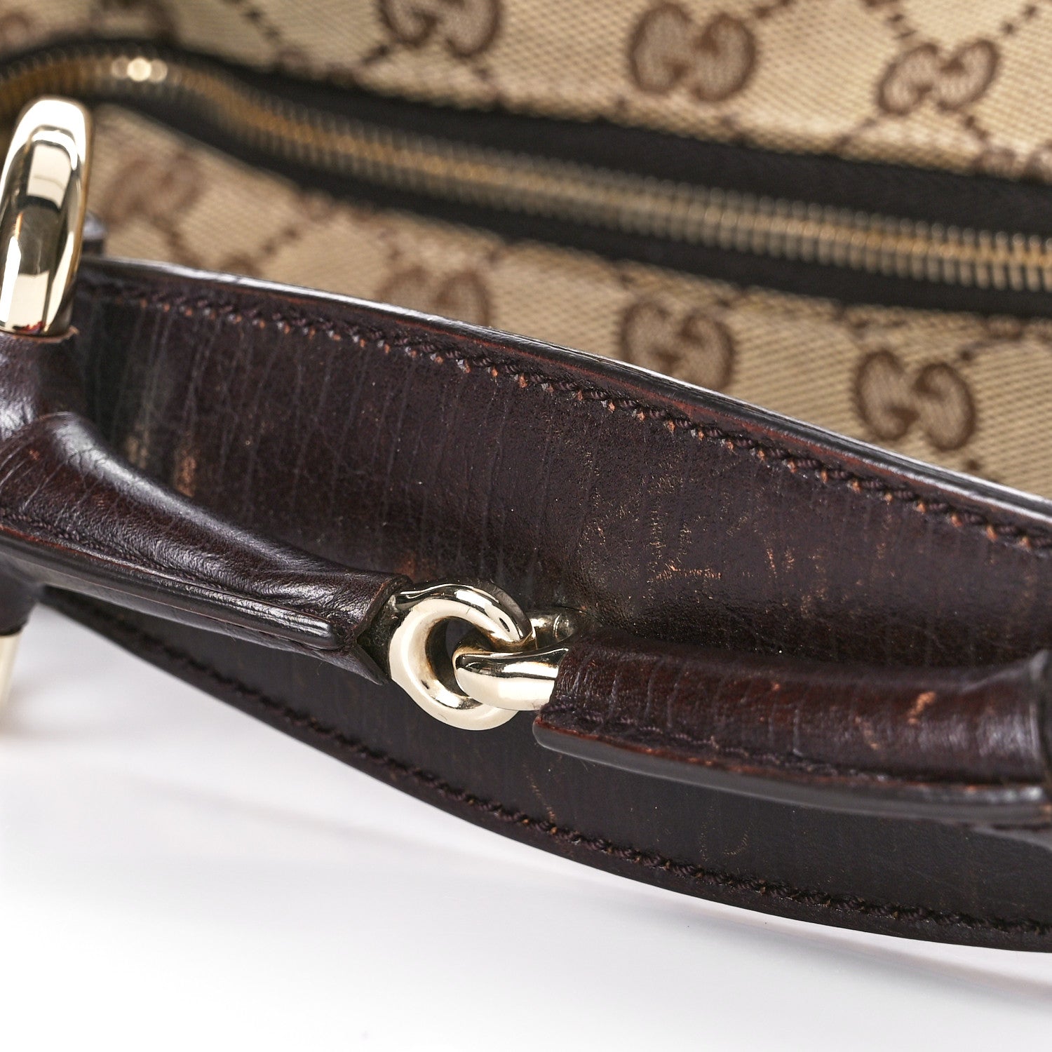 Gucci Monogram Medium Horsebit Chain Hobo Dark Brown 11 of 13