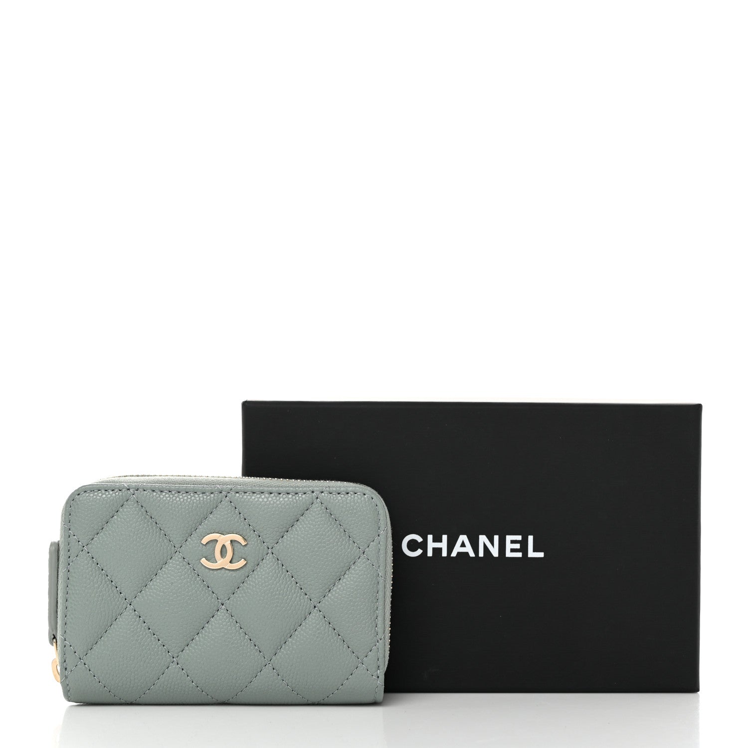 Chanel Caviar Quilted Zip Around Coin Purse Wallet Grey 8 of 8
