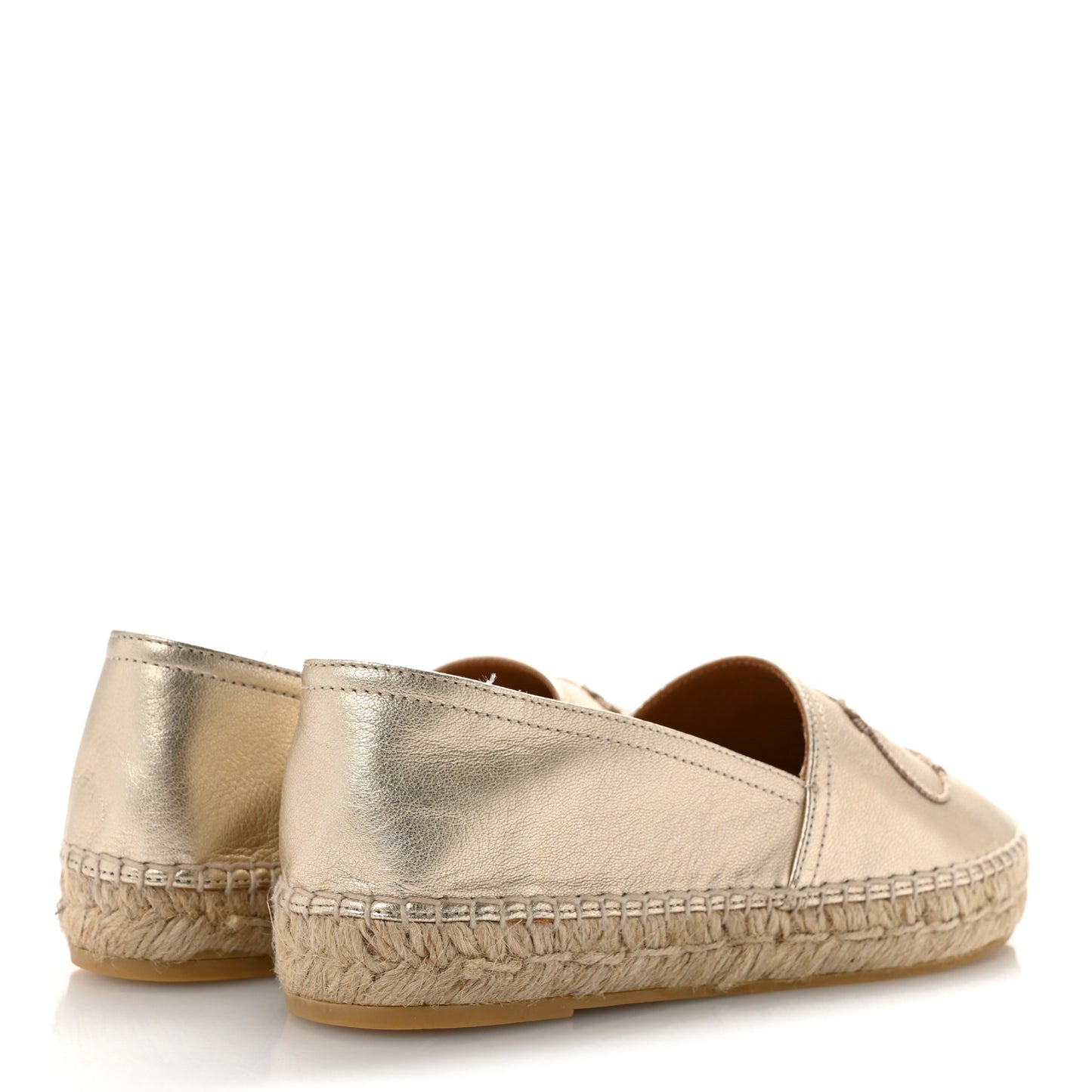 Metallic Nappa Embroidered Logo 20mm Espadrilles 37 Platino