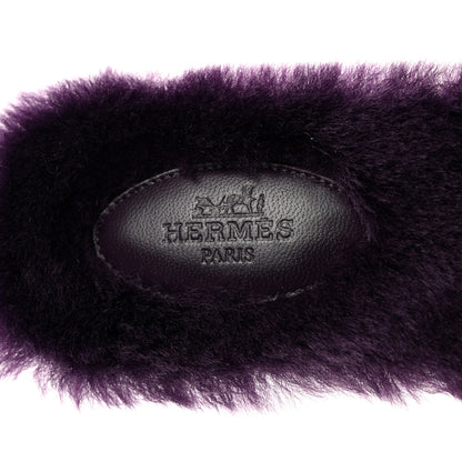Hermes Woolskin Oran Sandals 37.5 Violet Fonce 6 of 7