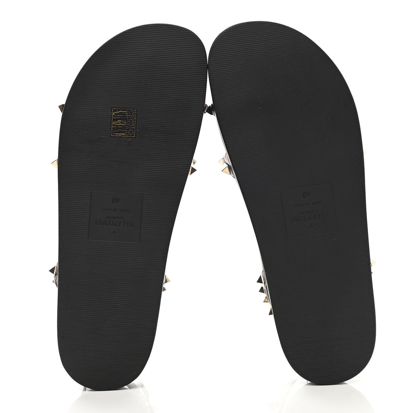 Calfskin Bedrock Rockstud Ankle Flat Sandals 40 Dark Blue