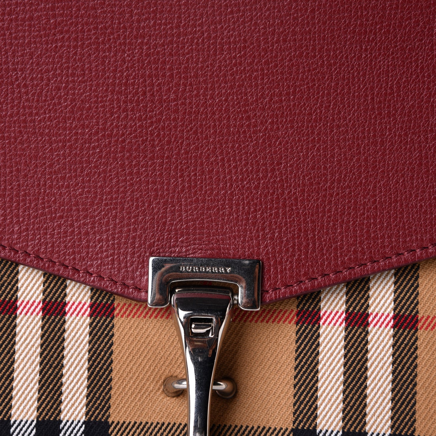 Grainy Calfskin Vintage Check Small Macken Crossbody Bag Crimson