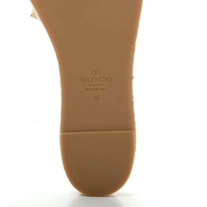 Valentino Garavani Canvas Rockstud Espadrille Flat Slide Sandals 38 White 9 of 10