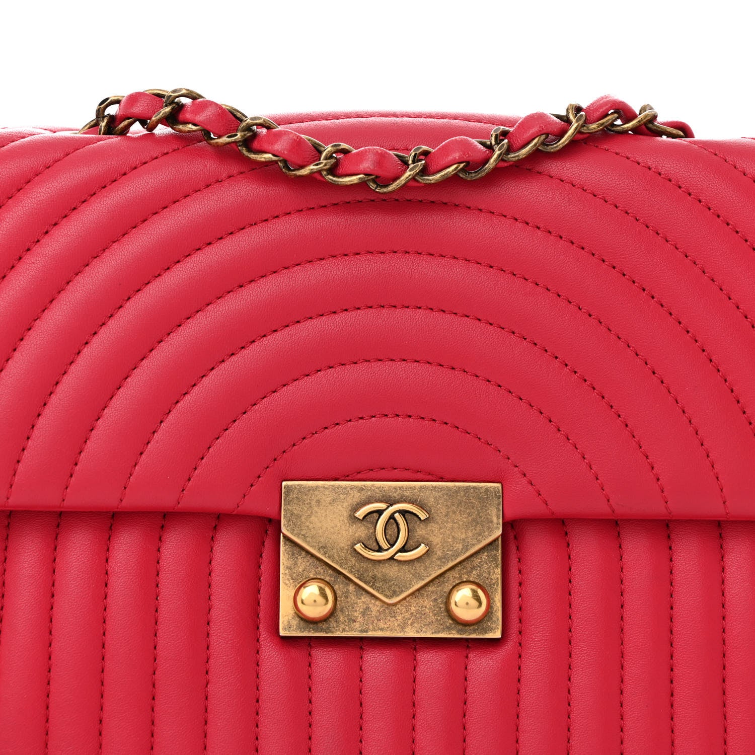 Chanel Lambskin Borse Romane Single Flap Dark Pink 8 of 14