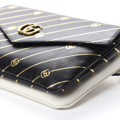 Gucci Calfskin Diagonal GG Medium Thiara Double Envelope Shoulder Bag Black White 8 of 11