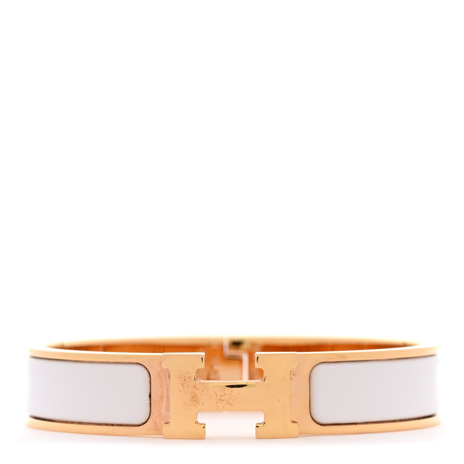 Hermes Enamel Narrow Clic Clac H Bracelet PM White 1 of 5