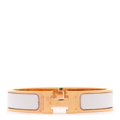 Hermes Enamel Narrow Clic Clac H Bracelet PM White 1 of 5