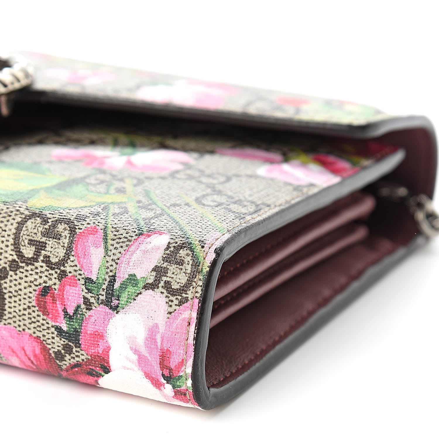 Gucci GG Supreme Monogram Blooms Mini Dionysus Chain Wallet Beige Multicolor Dry Rose 10 of 11