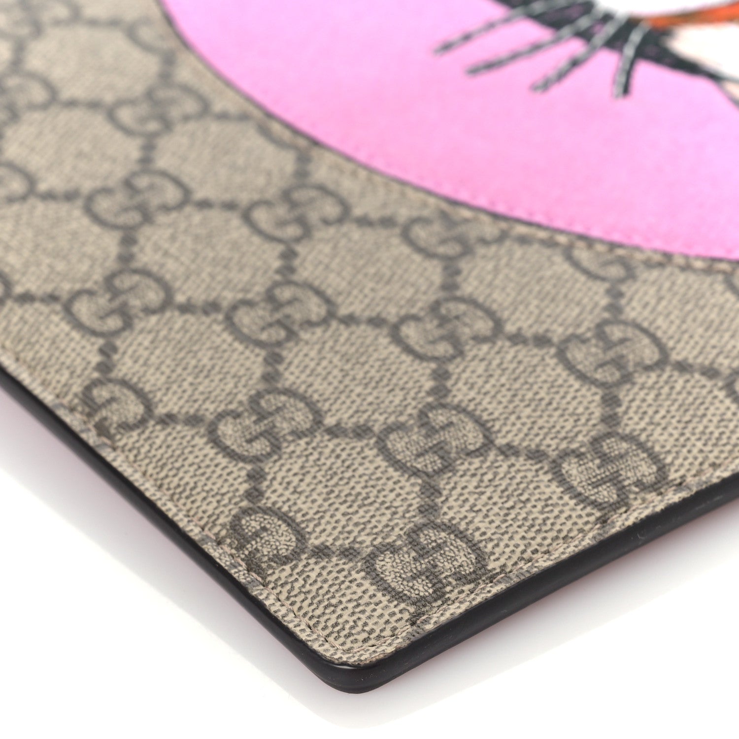 Gucci GG Supreme Monogram Bosco Patch Zip Pouch Beige Malva Hibiscus Red 7 of 8