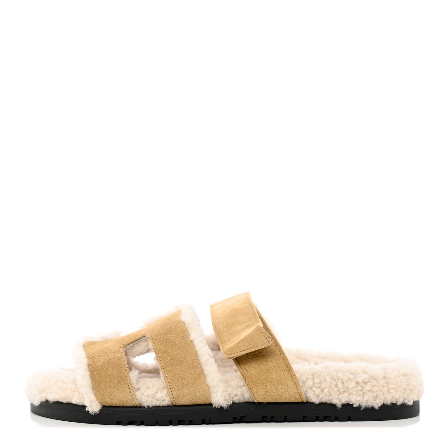 Suede Goatskin Woolskin Womens Chypre Sandals 38 Golden Beige