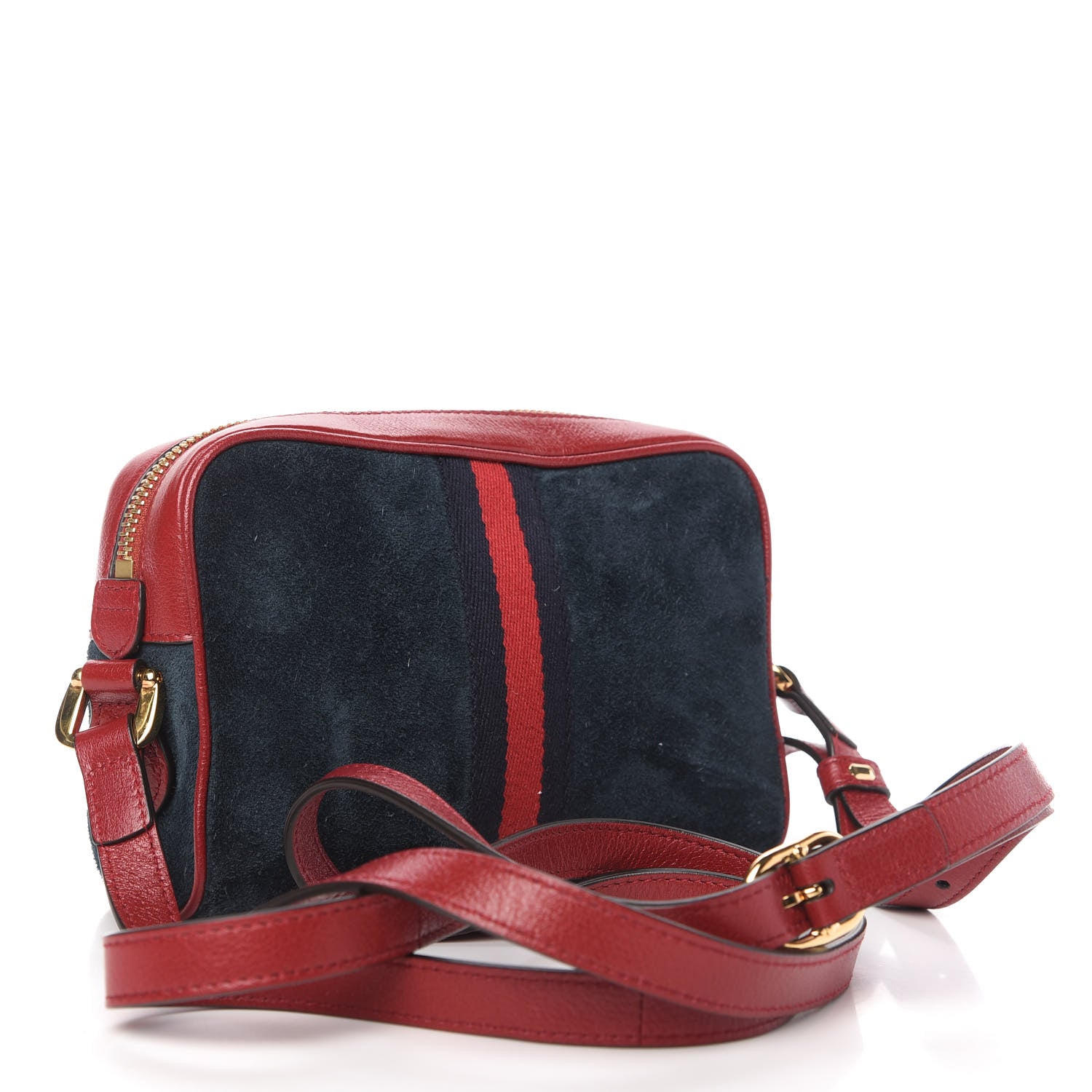 Gucci Suede Calfskin Web Mini Ophidia Shoulder Bag New Blue Romantic Cherry 3 of 10
