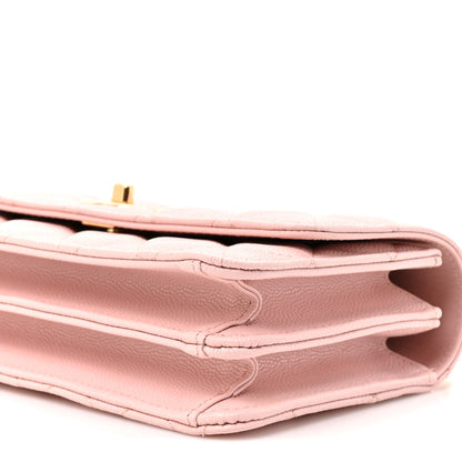 Chanel Shiny Caviar Quilted Flap Charm Wallet On Chain WOC Light Pink 11 of 12