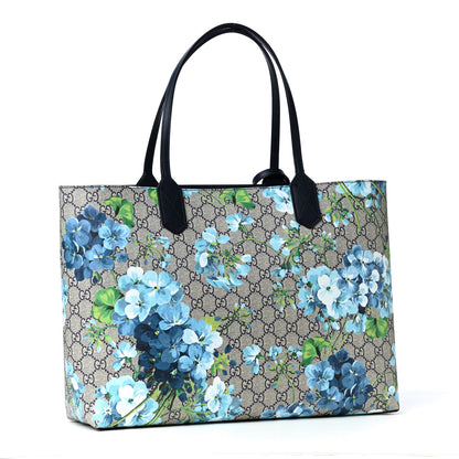Gucci GG Supreme Monogram Blooms Medium Reversible Tote Beige Blue Navy 2 of 4