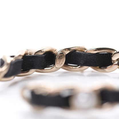 Chanel Lambskin Pearl More Is More CC Chain Hoop Earrings Gold Black 4 of 5