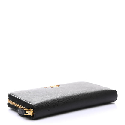 Prada Saffiano Metal Zip Around Wallet Black 4 of 8
