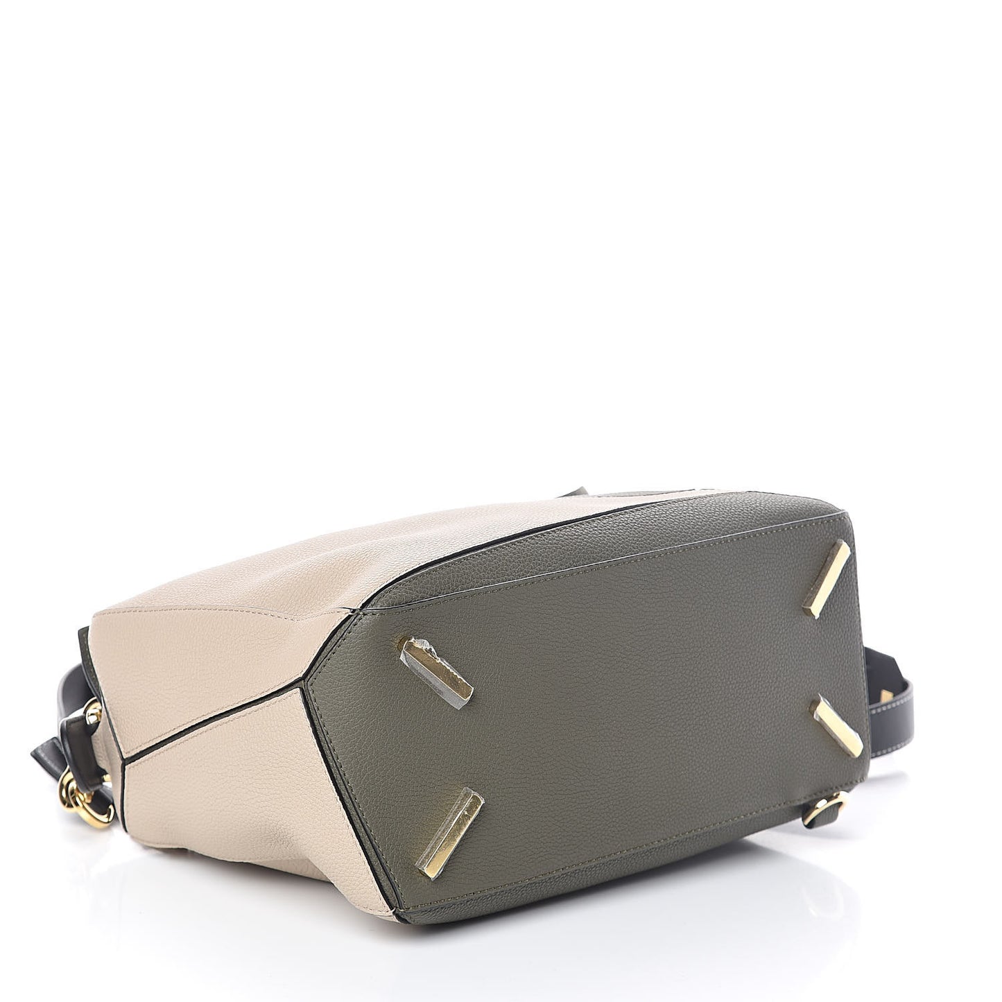 Grained Calfskin Medium Puzzle Bag Oat Khaki Green