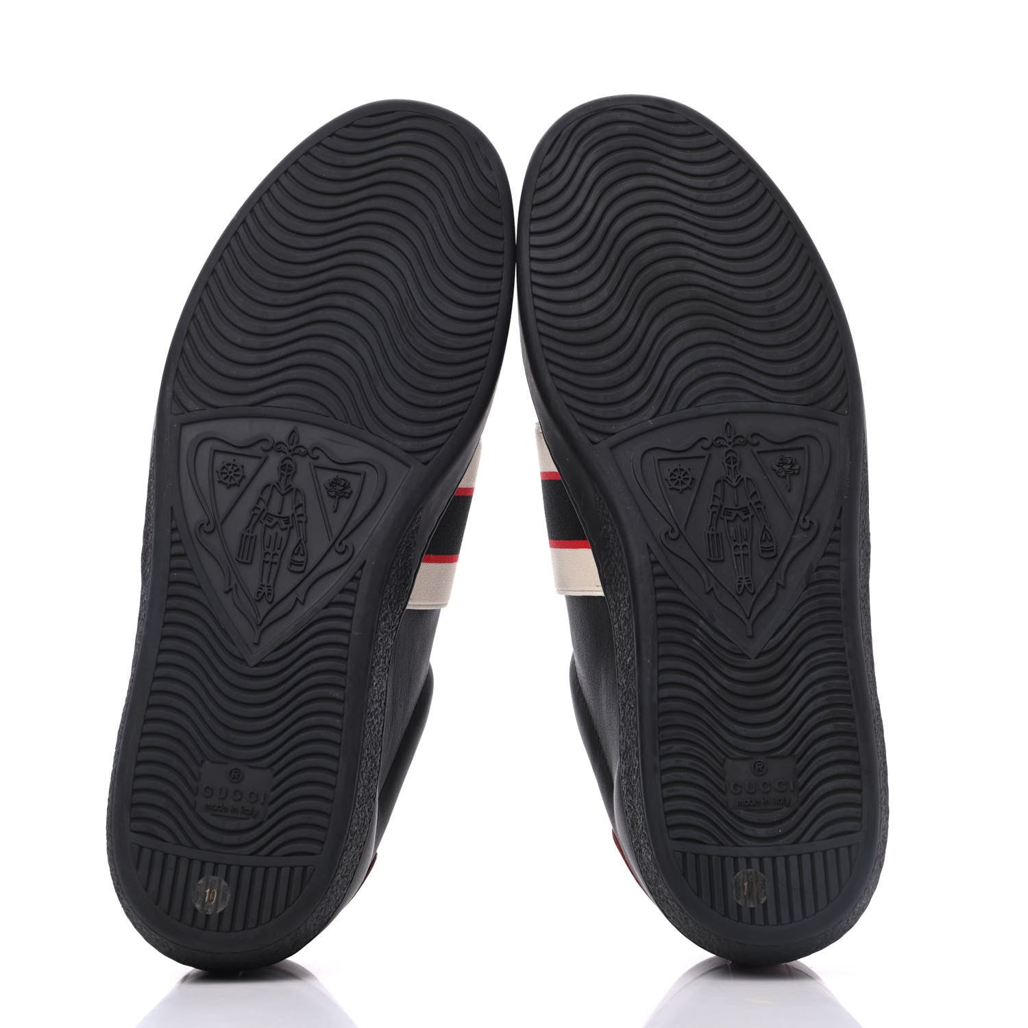 Gucci Calfskin Stripe Mens New Ace Sneakers 10 Black Ecru Red Flame 5 of 15
