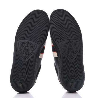 Gucci Calfskin Stripe Mens New Ace Sneakers 10 Black Ecru Red Flame 5 of 15