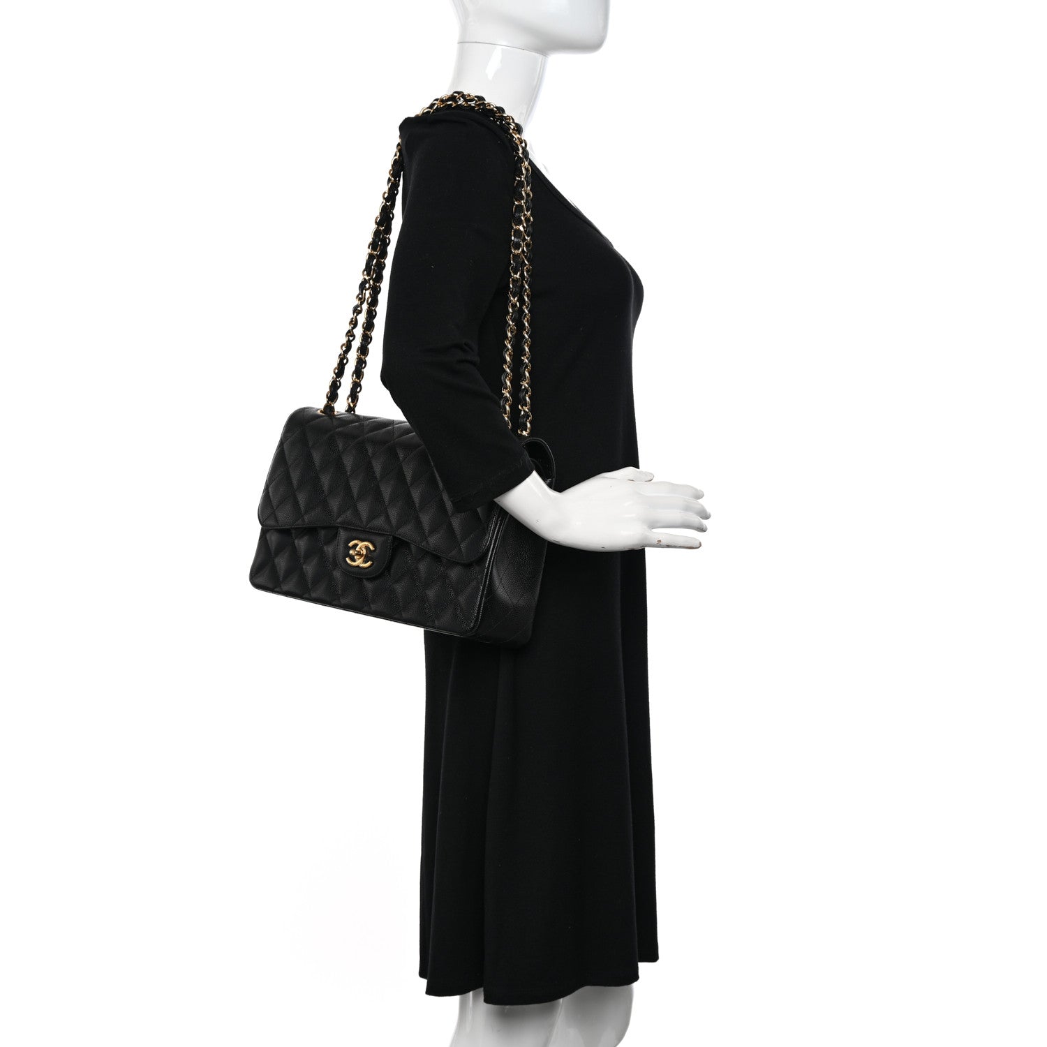 Chanel Caviar Quilted Jumbo Double Flap Black 2 of 12