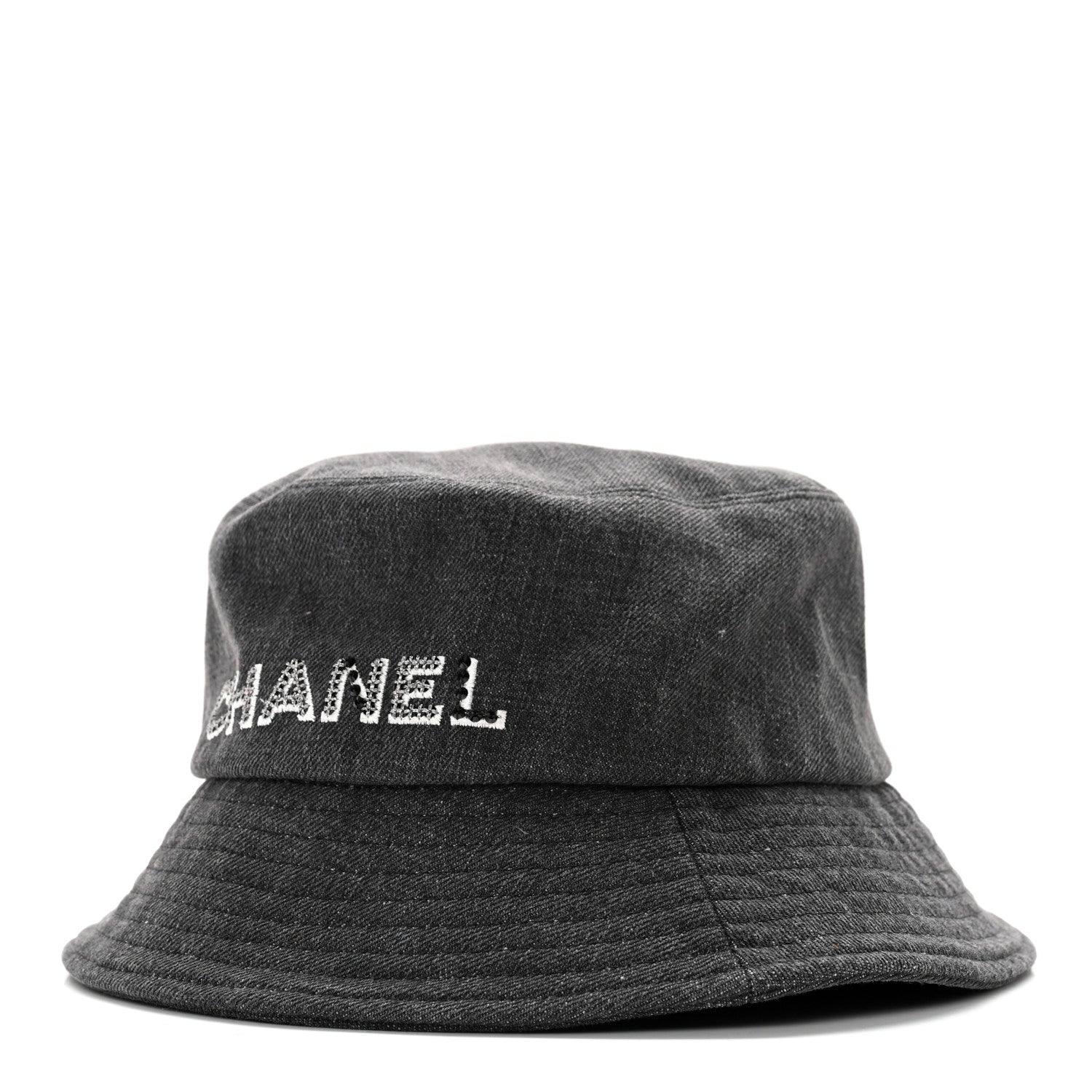 Chanel Fabric Logo Bucket Hat M Grey 1 of 10