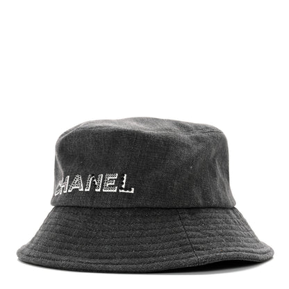 Chanel Fabric Logo Bucket Hat M Grey 1 of 10