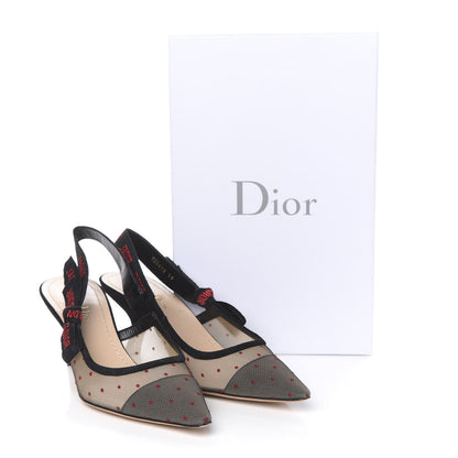Christian Dior Mesh Plumetis Suede Ribbon J'Adior Slingback 65mm Pumps 39 Black Rouge 11 of 11