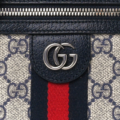 Gucci GG Supreme Monogram Textured Calfskin Web Mini Ophidia Messenger Beige Blue 8 of 10