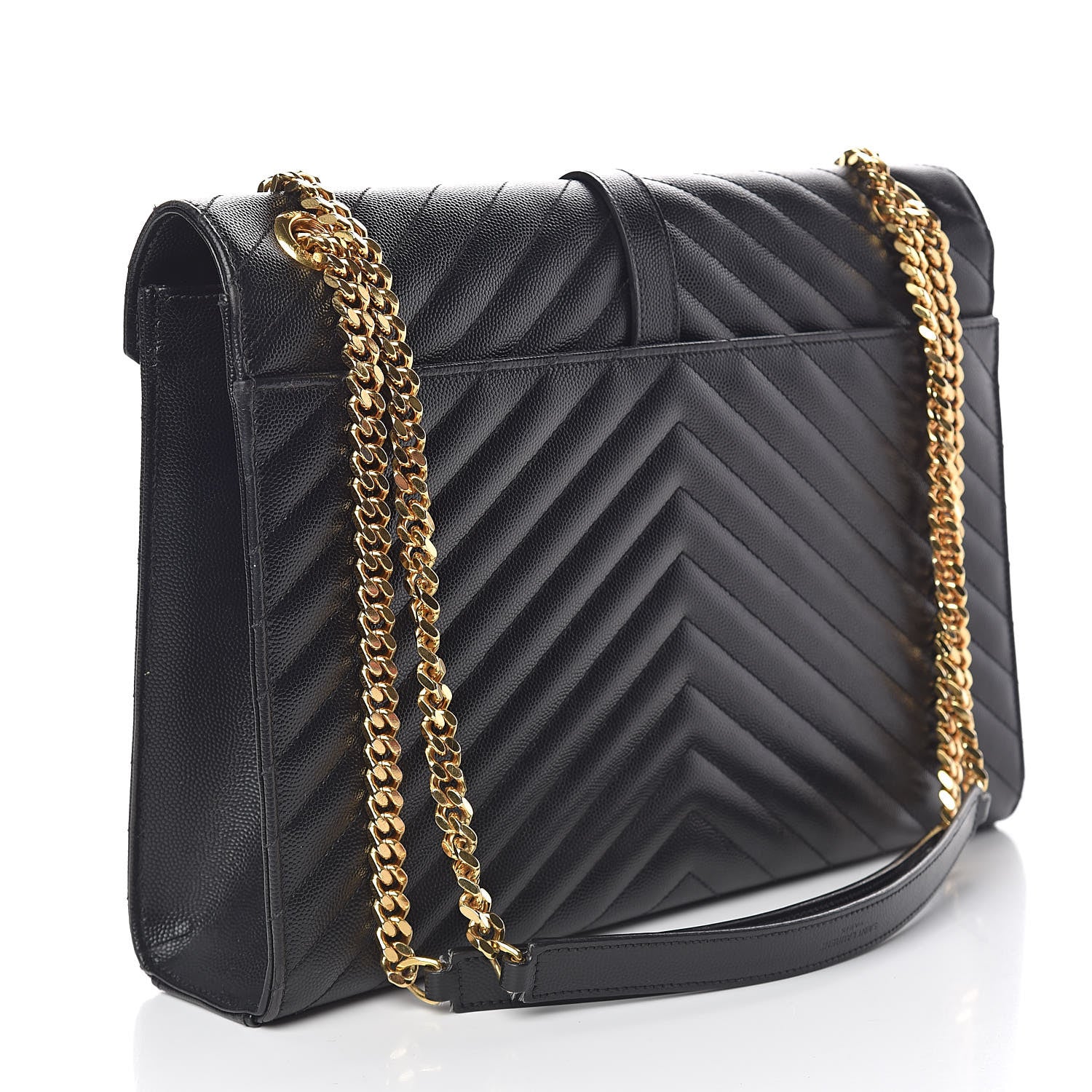 Saint Laurent Grain De Poudre Matelasse Chevron Large Monogram Satchel Black 3 of 14