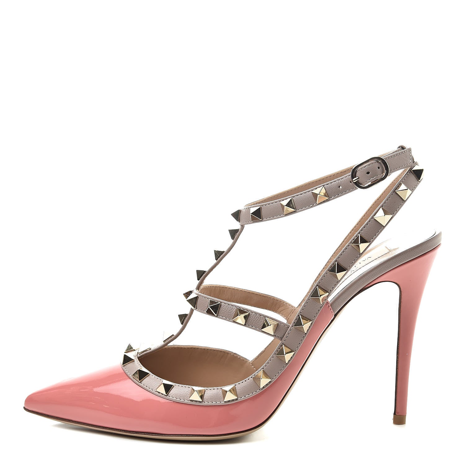 Valentino Garavani Patent Rockstud Ankle Strap Pumps 40.5 Tropical Sunrise Poudre 1 of 10