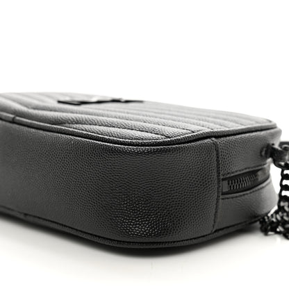 Saint Laurent Grain De Poudre Matelasse Monochrome Monogram Mini Lou Camera Bag Black 9 of 9