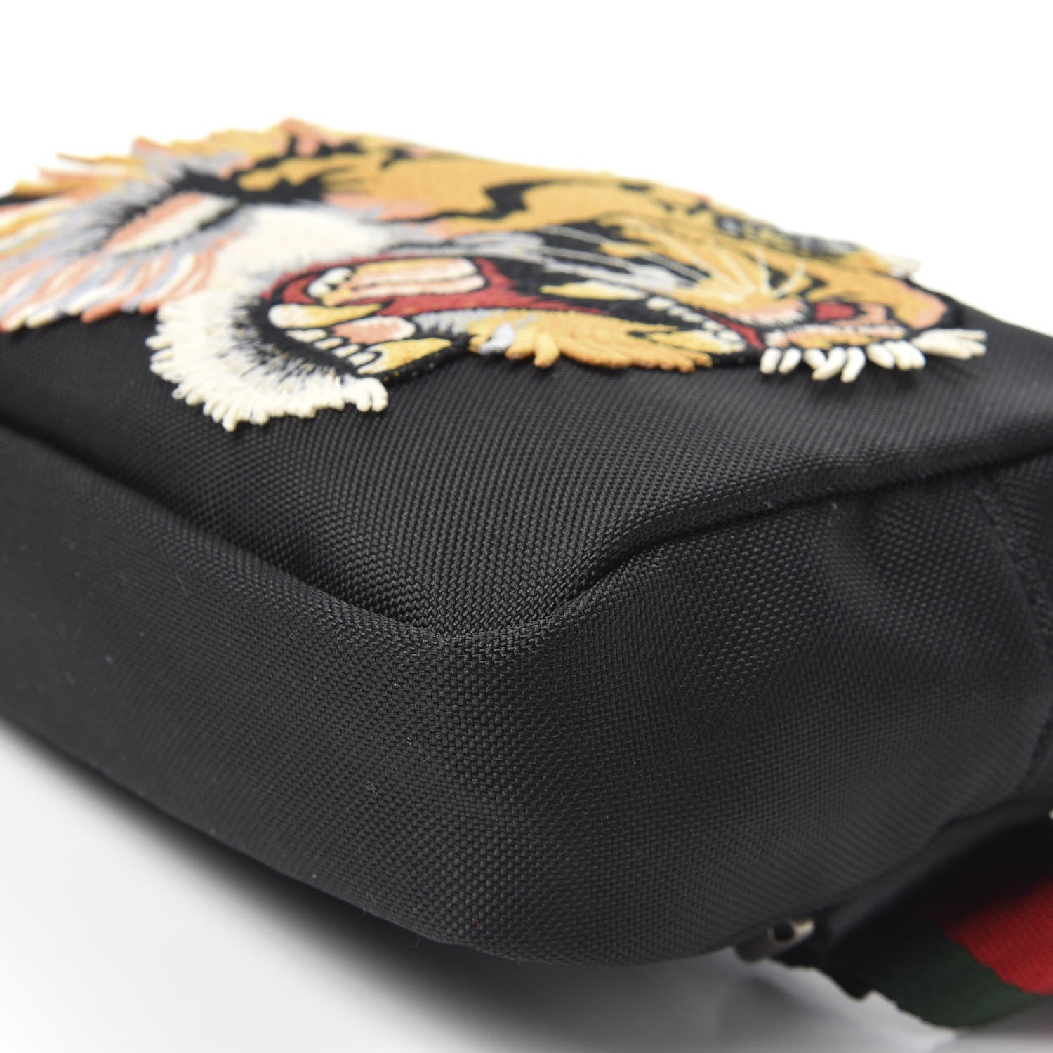 Gucci Canvas Web Tiger Embroidered Messenger Bag Black 8 of 9
