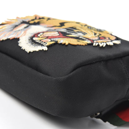 Gucci Canvas Web Tiger Embroidered Messenger Bag Black 8 of 9
