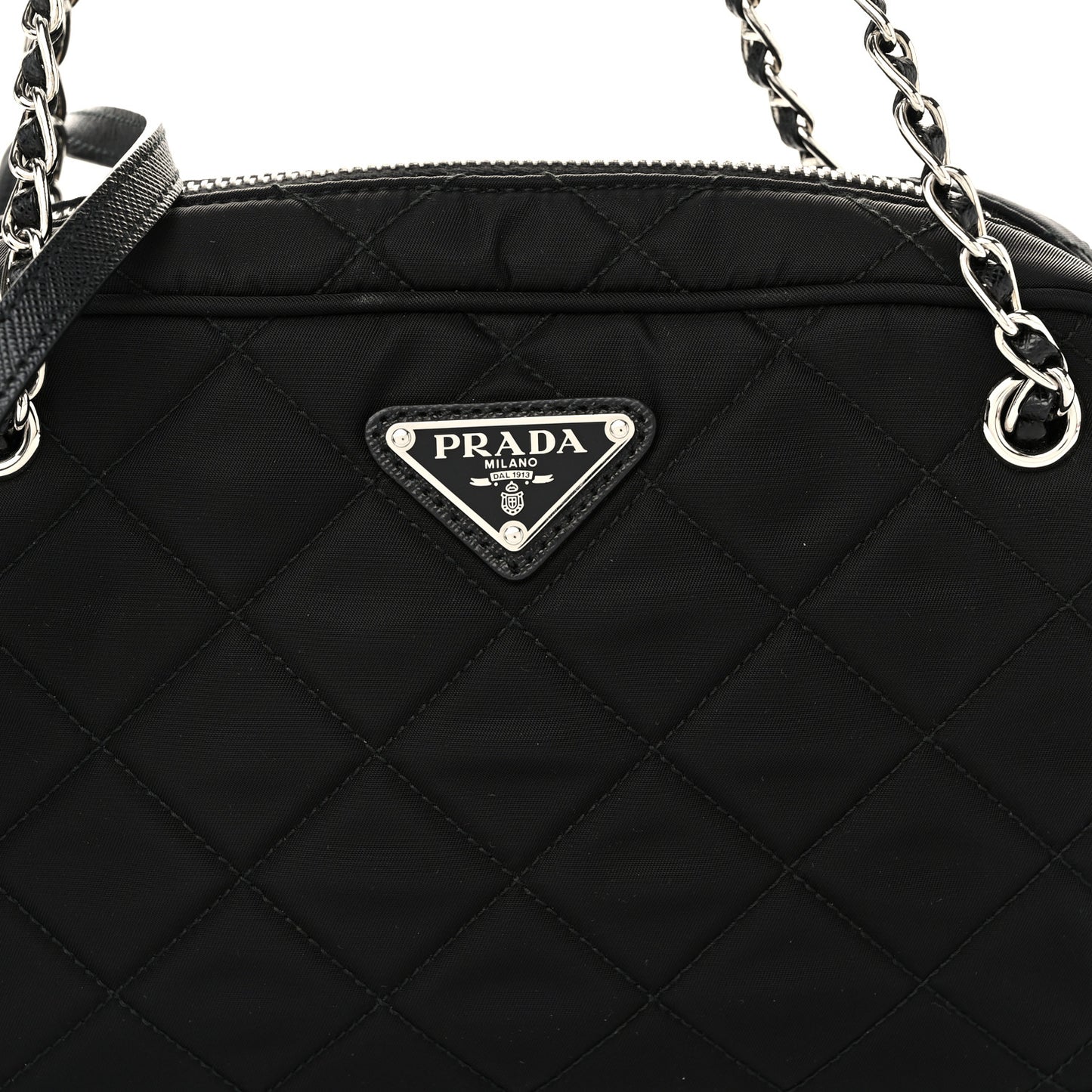 Nylon Tessuto Impuntu Quilted Bandoliera Crossbody Bag Black
