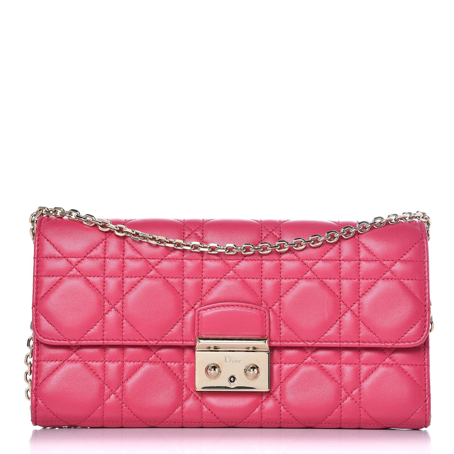 Lambskin Cannage Miss Dior Chain Wallet Fuchsia