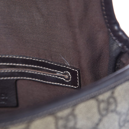 Gucci GG Supreme Monogram Selleria Calfskin Small Flap Messenger Bag Beige Ebony Cocoa Dark Chocolate 11 of 17