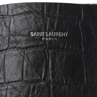 Saint Laurent Calfskin Crocodile Embossed Bold Shopper Tote Black 6 of 6