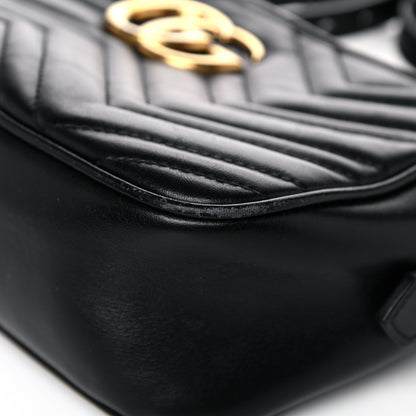 Gucci Calfskin Matelasse Small GG Marmont Chain Shoulder Bag Black 9 of 18