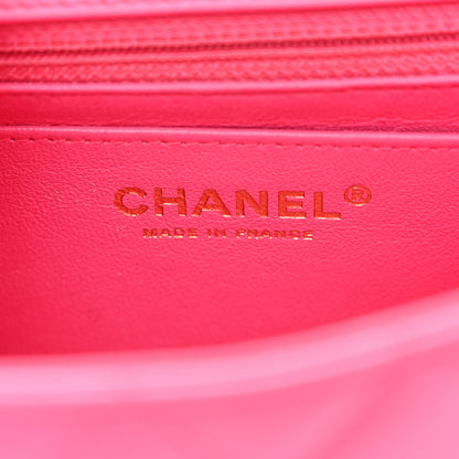 Chanel Lambskin Quilted Mini Rectangular Flap Dark Pink 6 of 11