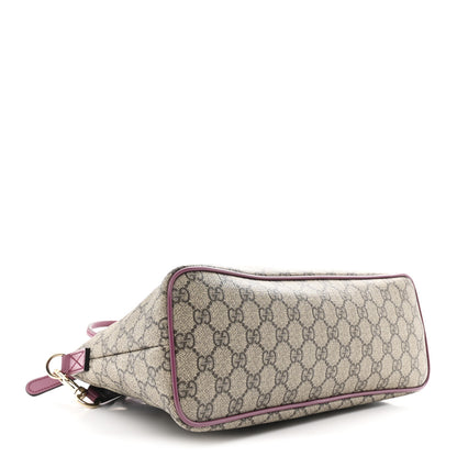 Gucci GG Supreme Monogram Small Zippered Tote Beige New Rosette 4 of 13