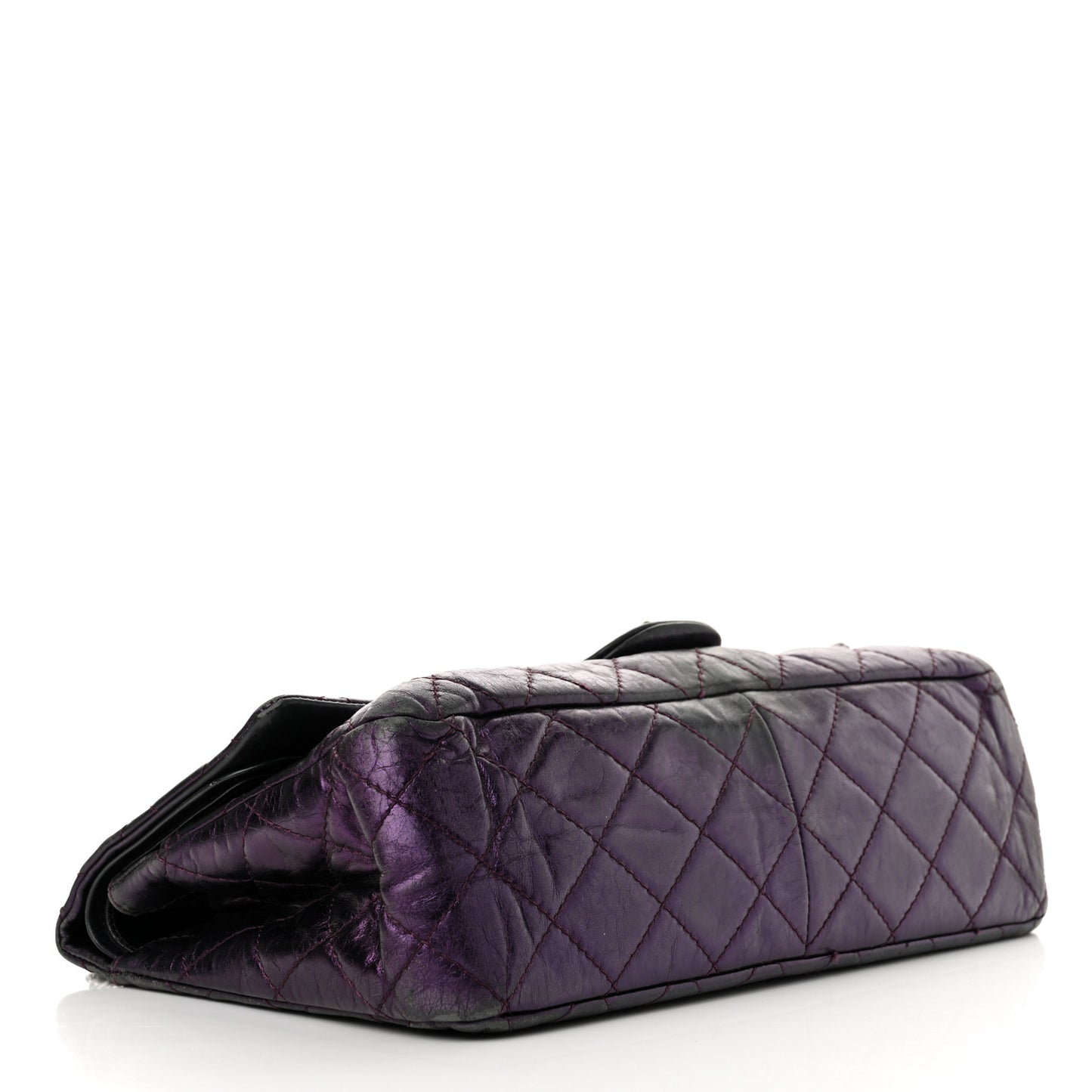 Metallic Aged Calfskin Quilted 2.55 Reissue 227 Flap Purple