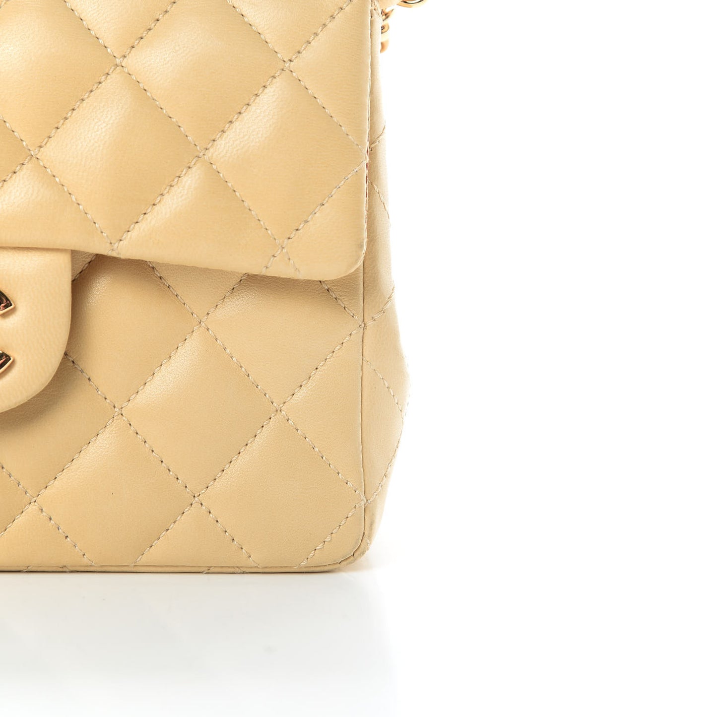 Lambskin Quilted Mini Square Flap Beige