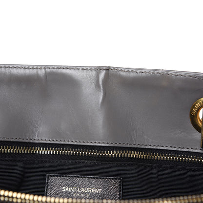 Saint Laurent Smooth Calfskin Matelasse Chevron Large Monogram Shopping Bag Grey 10 of 18
