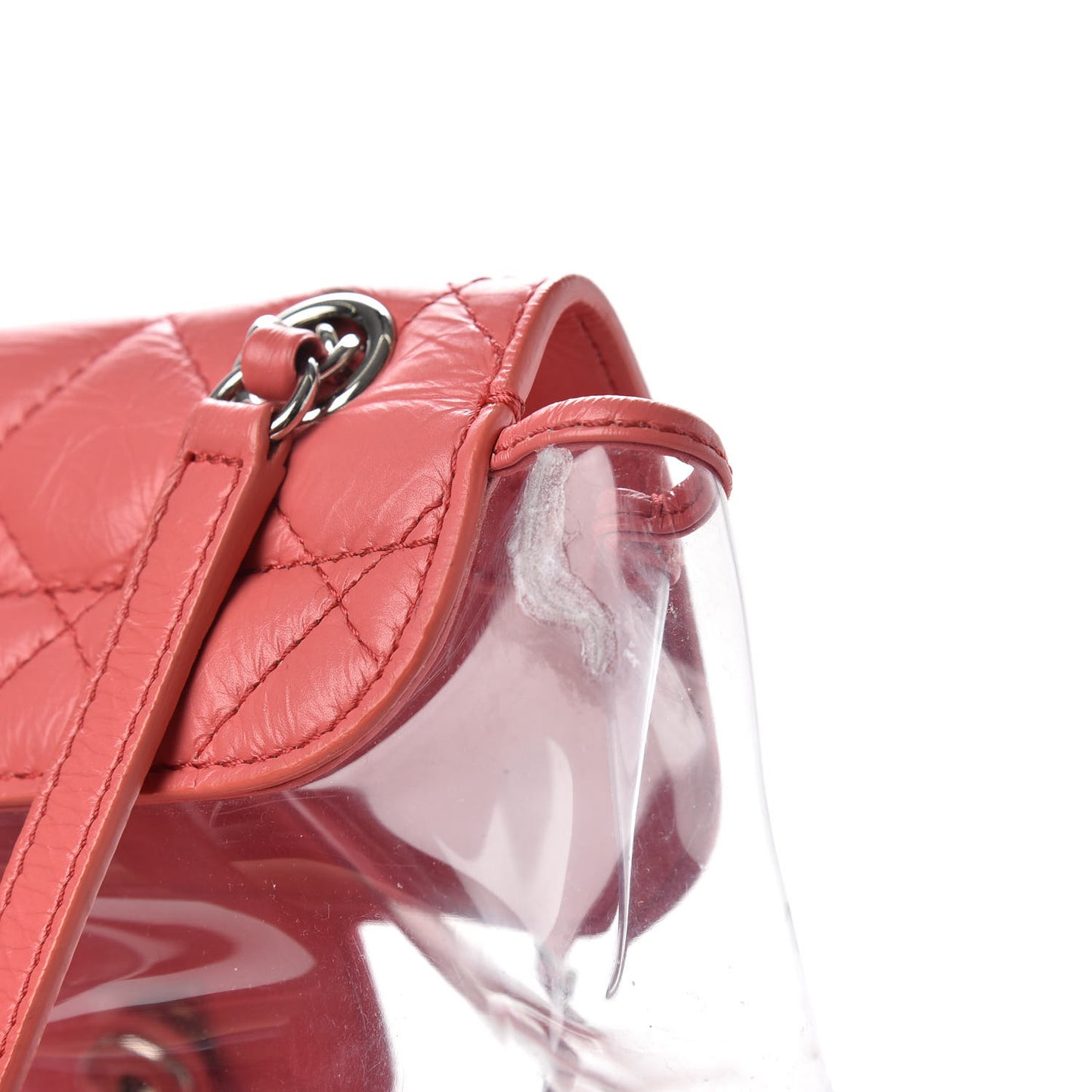 Crumpled Calfskin PVC Quilted Backpack Pink