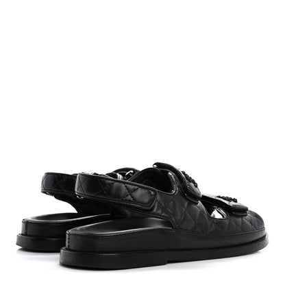 Chanel Lambskin Velcro Dad Sandals 38 So Black 5 of 14
